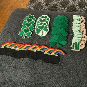 St Patrick's shamrock rainbows beer latch hook decorations pencil tree